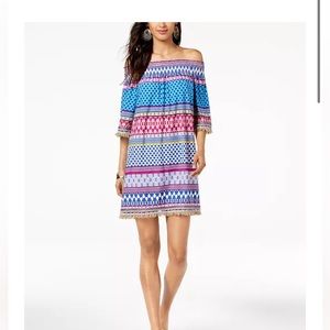 Trina Turk Off-The-Shoulder Emilia
Fringe-Trim Dress Size Small